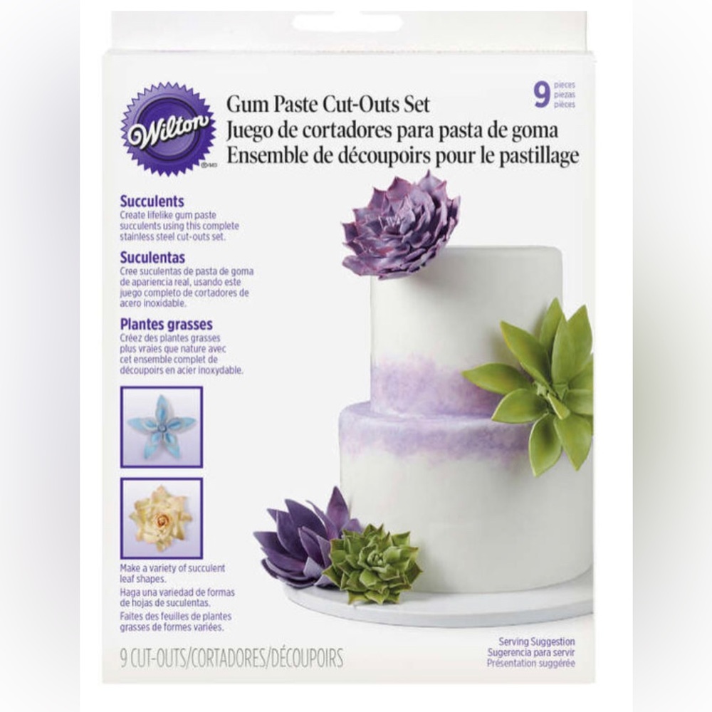 Wilton Succulent Fondant Gum Paste Cut Out 9 piece Set